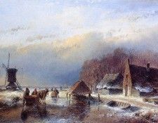 Schelfhout Andreas Men with towing sledge Sun. Schelfhout, 