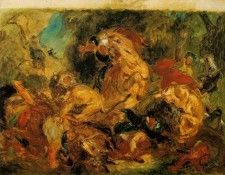 Delacroix Lion hunt, 1854, 86x115 cm, Musee dOrsay, Paris. , 
