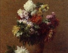 Fantin Latour Henri Large Bouquet of Chrysanthemums. ������-�����, �����-����-���-������