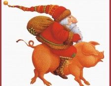 bs-JCChristensen-SantaOnAPig. ,  .