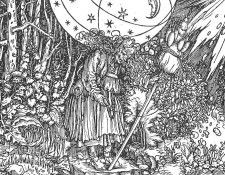 Holbein The Spinner, woodcut, Kupferstichkabinett, Staatlich.   
