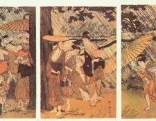 utamaro shower 1-triptych early-1800s. , 