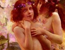 Bussiere Gaston Deux Enfants Aux Couronnes De Fleurs. , 