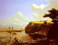 Somerscales Thomas Jacques Cattle Watering In A River Landscape. Somerscales,  