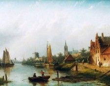 Spohler Jan Jacob City along a river Sun . Spohler, �� ���� Coenraad