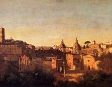 Corot Jean Baptiste Camille Forum Viewed From The Farnese Gardens. , --