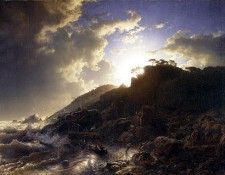 Achenbach Andreas Sunset after a Storm on the Coast of Sicily. Achenbach, 