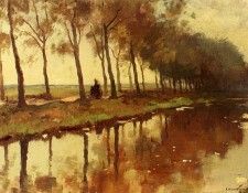 Vreedenburgh Cornelis A Peasant Woman On A Path Along A Canal. Vreedenburgh, Корнелис
