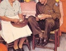 Thanksgiving Mother and Son Peeling Potatoes. , 