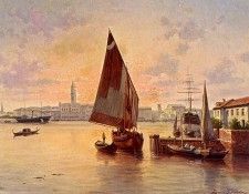 Carabain Jaques Francois Un Soleil Couchant A Venise.  Carabain