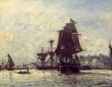 Jongkind Johan Berthold Sailing Ships at Honfleur. Jongkind, Йохан Бартольд