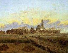 FRIEDRICH Caspar David Neubrandenburg In Flames. ,  