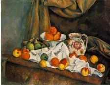 CeZANNE COMPOTIER, PITCHER, AND FRUIT (NATURE MORTE) ,1892-9. , 