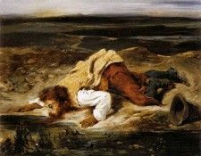 DELACROIX Eugene A Mortally WOunded Brigand Quenches His Thirst. Делакруа, Евгений