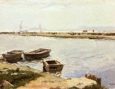 Bastida Joaquin Sorolla Y Three Boats By A Shore. Sorolla Y Bastida 