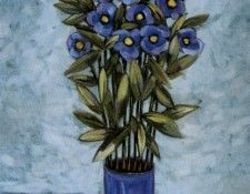 Charles Sucsan - Vase bleu avec fleurs, De. Sucsan, 