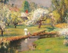 wendel lady with a parasol by a stream 1889. ������