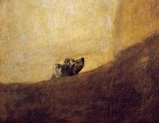 Goya The dog, 1820-23, 134x80 cm, Detalj, Oil on plaster rem.   ,  