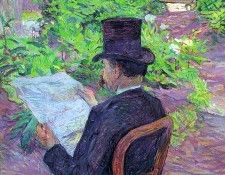 Toulouse-Lautrec Desire Dihau Reading a Newspaper in the Gar. �����-������, ���� ��