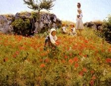 Pedersen Viggo Christian Frederick Wilhelm Picking Poppies Sora. , 