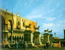 Canaletto Capriccio- The Horses of San Marco in the Piazzett. 
