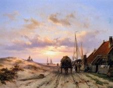 Koekkoek Johannes Fisherwomen at a house in dunes Sun . Koekkoek,  Hermanus