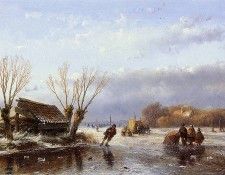 Schelfhout Andreas Scaters on frozen river 4 Sun. Schelfhout, �������