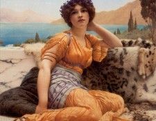 Godward With Violets Wreathed and Robe of Saffron Hue. ,  