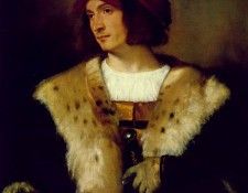 Tiziano Portrait of a man in a red cap ca 1516 823x711 c.  ( )