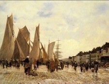 Deply Hippolyte Camille The Docks At Dieppe.   
