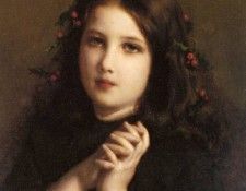Piot Adolphe A Young Girl With Holly Berries In Her Hair. ,  