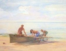 Women Drawing up a Canoe. Lafarge, 