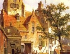 Koekkoek Willem A Street Scene In Haarlem. Koekkoek 