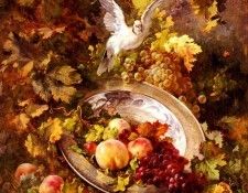Bourlard Antoine Peaches And Grapes With A Dove. Bourland, ������