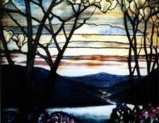 Tiffany Magnolias and Irises. ,  