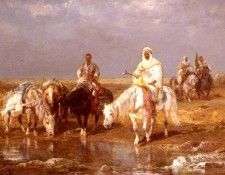 Schreyer Adolf Arabs Watering Their horses. , 