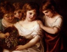 Kauffman Angelica Four Children With A Basket Of Fruit. , 