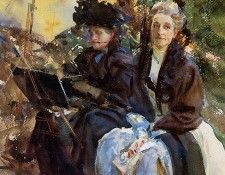 Sargent John Singer Miss Wedewood and Miss Sargent Sketching. ,  