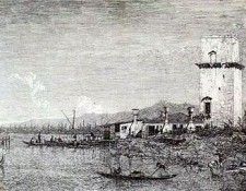 Canaletto The Tow of Malghera, c. 1744, etching 29,9 x 43,2 . 