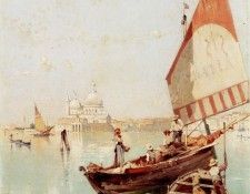 Unterberger Franz Richard Sailboat In A Venetian Lagoon. �����������, ����� ������