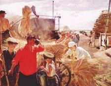 plastov threshing on the collective farm 1949. 