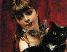 Bambina con il Gatto Nero in Braccio 1885. Boldini, ��������