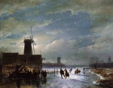 Schelfhout Andreas Scaters on moonlit river Sun. Schelfhout, 