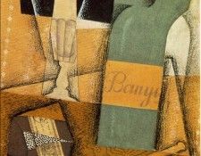 Gris The bottle of Banyuls, 1914, Pasted papers. , 