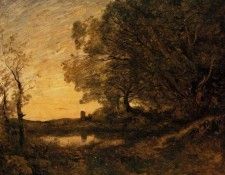 Corot Evening Distant Tower. , --