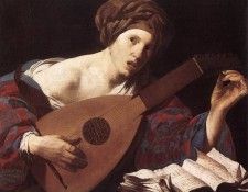 TERBRUGGHEN Hendrick Woman Playing The Lute. Terbrugghen, 