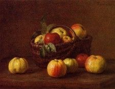 Fantin Latour Henri Apples in a Basket on a Table. -, ---