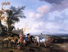 Wouwerman Pieter Landscape eith resting travellers Sun . Wouwerman, 