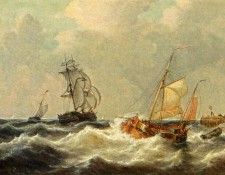 Opdenhoff George Willem Sailing Vessels In Choppy Waters. Opdenhoff  