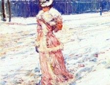 hassam lady in pink c1890. , 